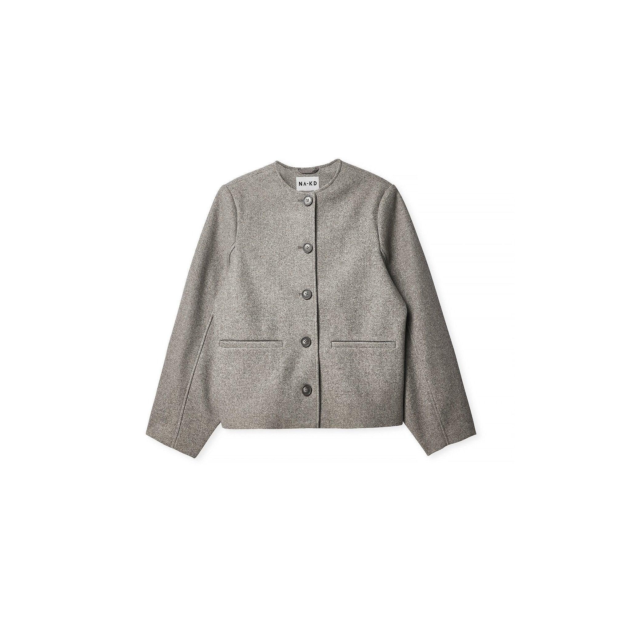 Chic Grey Rounded Sleeve Short Coat - Women's Stylish Button-Front Jacket - Gomix Brands Outlet
